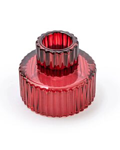 Candlelight Red Double Ended Glass Candleholder 6.5cm